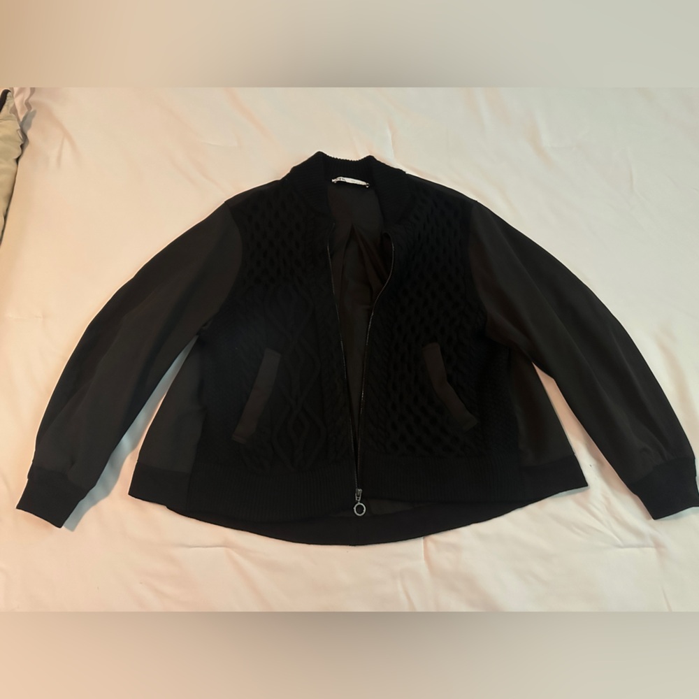 Zara Black Bomber Jacket with Zipper Closure